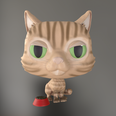 gatinho prato arte funko pop funko3d axos gato gatinha mascote michi pequeno comida 3d print model - Mito3D