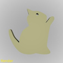kitten silhouette key chain jewelry cat keychain gadget easy fast animal 3d print model - Mito3D