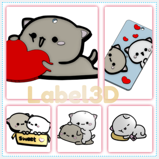 gattini amore chiave Catene pacco gattino tenero San Valentino giorno portachiavi dolce cuore 3d print model - Mito3D