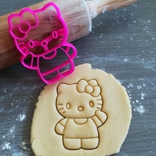 kitty cookie cutter hello animation baking dough shape kitchen bake cookies speculoos 3d print model - Mito3D