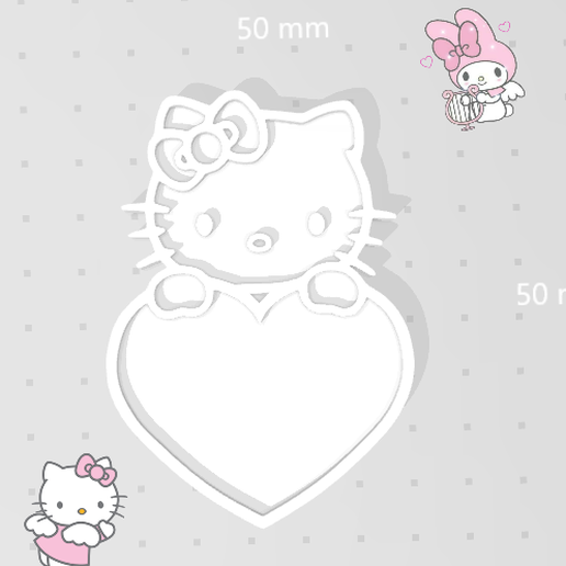 kitty cookie cutter heart 3D print model - Mito3D