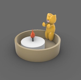 kitty cuddly bear candle holder home postavela teddy cat decorative deco led light accessory decoration 3d print model - Mito3D