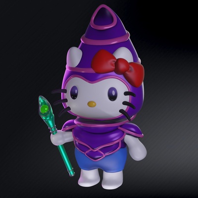 gattino buio mago magico cappelli yugioh yu gi oh x sanrio collezione arte andare tcg nero yugi mostro ciao kitty gattinomago oscuro carta gioco yugio5ds anime manga duello sanriocollection 3d print model - Mito3D