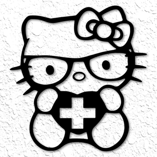 minou copains mur art Sanrio infirmière décor Sanria anime chat chaton médical fanart 2d faible poly Accueil maison dessin animé 3d print model - Mito3D