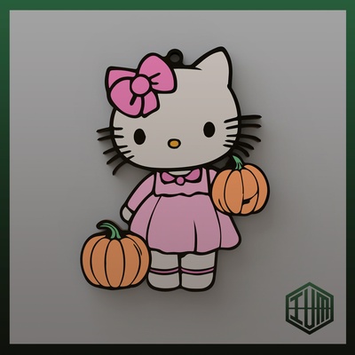 gatito víspera santos multicolor llavero calabaza dibujos terror niños 3d print model - Mito3D