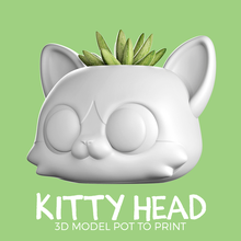 gatinha cabeça plantar Panela 3d print model - Mito3D