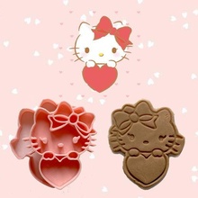 kitty heart dcut 1 cookie cutter stamp  cookie cookiecutter cookie cutter cutters fondant fondant cutter kitty stamp 3d printing 3d print model - Mito3D
