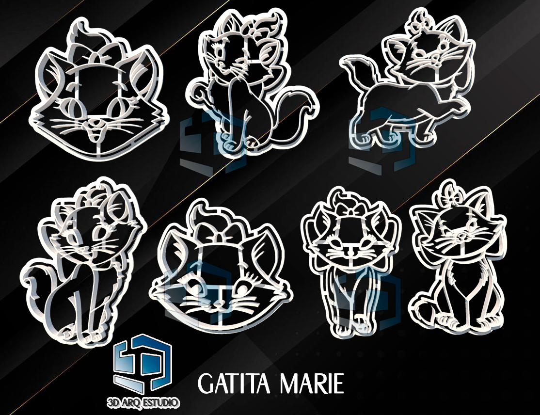 kitty marie cookie cutter cat 3D print model - Mito3D