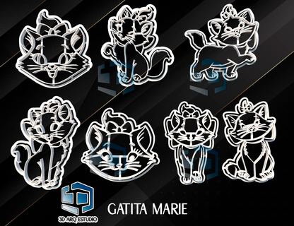 kitty marie cookie cutter cat 3d print model - Mito3D
