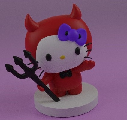 kitty statue - halloween edition devil kuromi doll mellody cute holloween frankenstein witch 3d print model - Mito3D