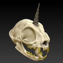 kittyhorn crânio a arte cat kitty ossos animais gatinho adorável 3d print model - Mito3D