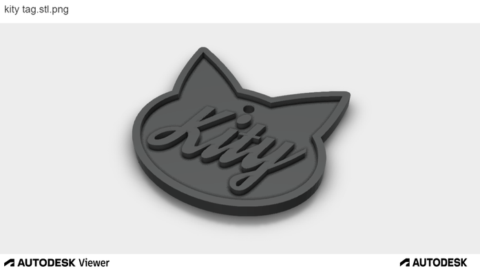 kity cat tag jewelry 3d print model - Mito3D