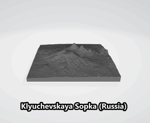 klyuchevskaya sopka russia 3d map topography stl kamchatka peninsula highest volcano active eurasia stratovolcano eruptions natural power snow-covered slopes remote climbers volcanologists volcanic landscape landmark 3d print model - Mito3D