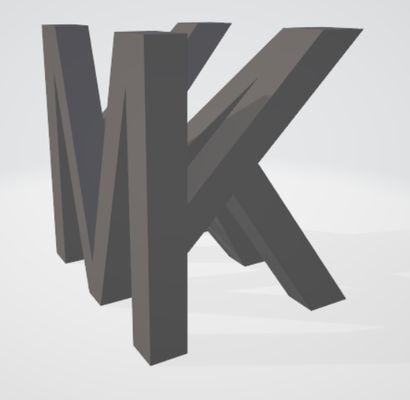 km art combination letters 90 rotation art 3d suit 3d print model - Mito3D