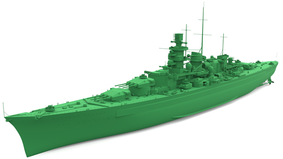 kms gneisenau Embarcacion alemán acorazado ww2 3d print model - Mito3D