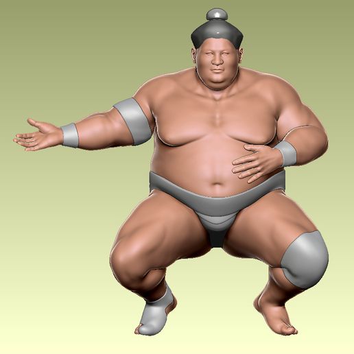 knelt sumo art wrestler standing sumoringer fighting overweight wrestling ritual 3D print model - Mito3D