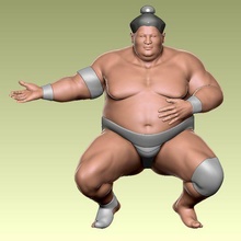 agenouillé sumo art lutteur permanent sumoringer combat surpoids lutte rituel 3d print model - Mito3D