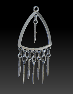 bıçak küpe takı döngü kulak kolye cadılar bayramı gotik emo mod renkli 3d print model - Mito3D