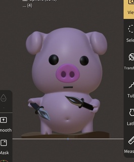 knife piggy pig oink cute scary kawaii pink animal farm horror funny gift simple collection weapon toy statue gifts easy 3d print model - Mito3D