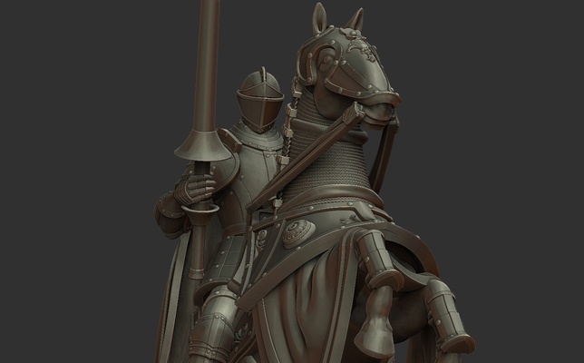 cavaleiro xadrez peça 3d impressão miniatura arte estátua lança armaduras escultura fantasia medieval cavalo estatueta tampo mesa 3d print model - Mito3D