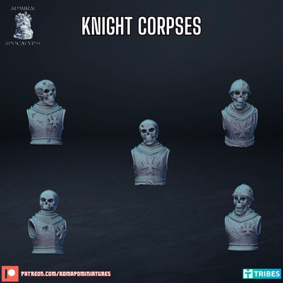 knight corpses pre-supported game battle war death templar siege dnd bits trench middle earth 32mm cadaver kinghts 3d print model - Mito3D