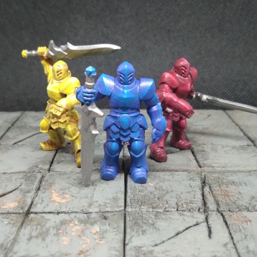 knight miniatures crestplate multi-pack 28mm 32mm d&d pathfinder dungeons and dragons fullplate armor armour ttrpg character fantasy 3D print model - Mito3D