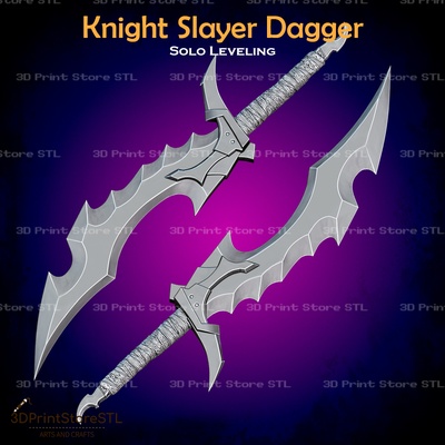 knight slayer dagger cosplay solo leveling - stl file 3d print model epilogue rasaka sword weapon blade killer sung jin woo kamish wrath demon king baruka games toys 3d print model - Mito3D