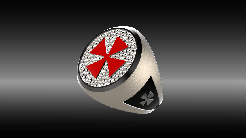 Chevalier templier sceau bague traverser art anneaux bijoux chevaliere 3D print model - Mito3D