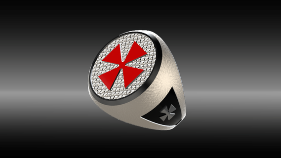 knight templar signet ring cross art rings jewelry chevaliere 3d print model - Mito3D