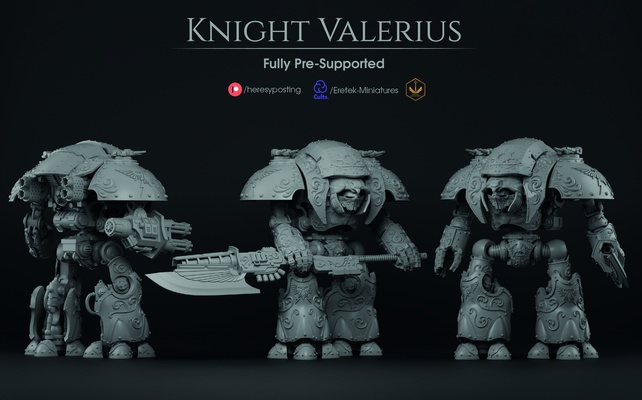 knight valerius - guardian building kit wargaming tabletop 40000 imperial adeptus custodes questoris paladin errant preceptor crusader warden gallant 3d print model - Mito3D