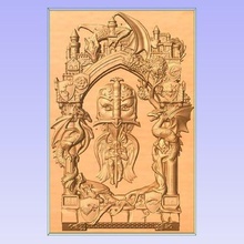 şövalyelik çeşitli Ortaçağ heraldik sheilds kale ejderhalar 3d rahatlama bas 3d print model - Mito3D