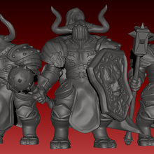 cavaleiros prata ox jogos Minotauro cavaleiro tampo mesa rpg miniatura miniaturas 3d print model - Mito3D