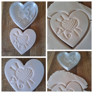knit pattern heart mother's day cookie cutter stamp cutters clay mother pregnant mom 3d print model - Mito3D