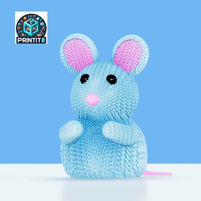 tricotado fofa rato decoração crianças brinquedo printito escultura 3dprint stl 3mf 3d print model - Mito3D