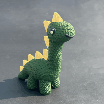 knitted dinosaur art dino crochet knit wool nosupports printinplace 3d print model - Mito3D