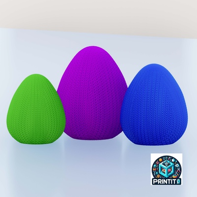 knitted eggs egg easter printito seasonal celebrations 3d print model - Mito3D