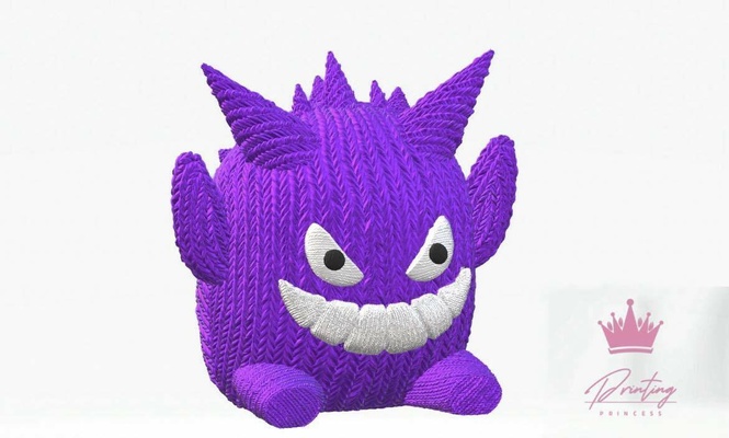 knitted gengar pokemon anime crocheted multicolor easter valentines figurines toy art fan decor keychain 3d print model - Mito3D