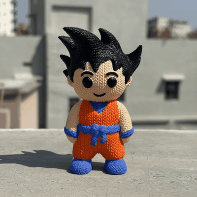 tricoté goku dragonballz crochet anime tricoter laine soutiens printinplace 3d print model - Mito3D