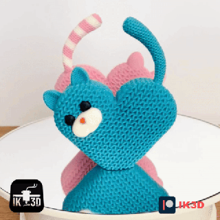 knitted heart kitten color file multi parts 3d print model - Mito3D
