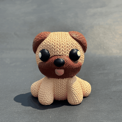 tricotado pug arte cão fofa crochê tricotar lã nosupports printinplace 3d print model - Mito3D