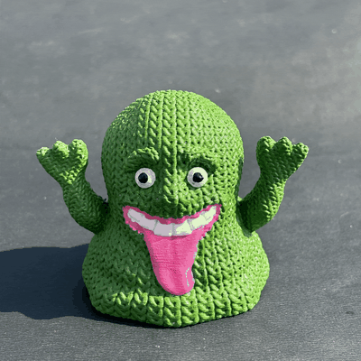 knitted slimer art ghostbusters crochet knit wool nosupports printinplace 3d print model - Mito3D
