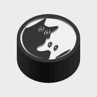 bouton casquette yin yang chats outils noir blanc ender dragon 3 créativité 3d imprimante électronique arduino potentiomètre chat cercle mignonne esthétique 3d print model - Mito3D