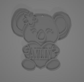 koala aylin keychain Jewelry name woman animal 3d print model - Mito3D
