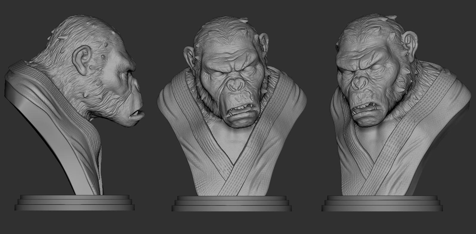 koba bjj bust jiujitsu planet of apes monkey art sculpture 3D print model - Mito3D