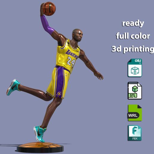 kobe bryant ready color 3d printing gadget nba basketball player man male human character sculpture lakers 3D print model - Mito3D