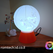kobe bryant sferica litofania lakers litografia lampada 3d Stampa sport pallacanestro nba guidato 3d print model - Mito3D