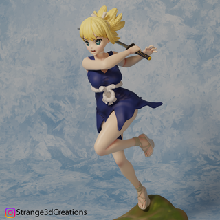Kohaku dr pedra anime menina fêmea Drstone Admirador arte estatueta figura ação proposital personagem 3d print model - Mito3D