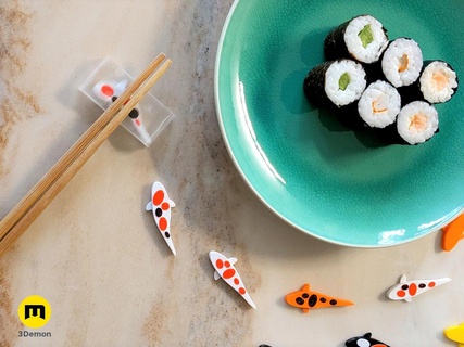 Koi Fisch Stäbchen ausruhen Amur Karpfen Japan Sushi Choptics Choptik ruht Halter Unterstützung Stand Reis Nudeln Ramen 3d print model - Mito3D