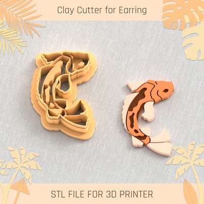 koi fish summer clay cutter tools earring turtle beach shell 3d print model - Mito3D