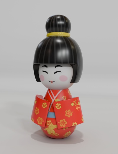 kokeshi boneca muñeca japão figura tohoku arte artesania 3d print model - Mito3D